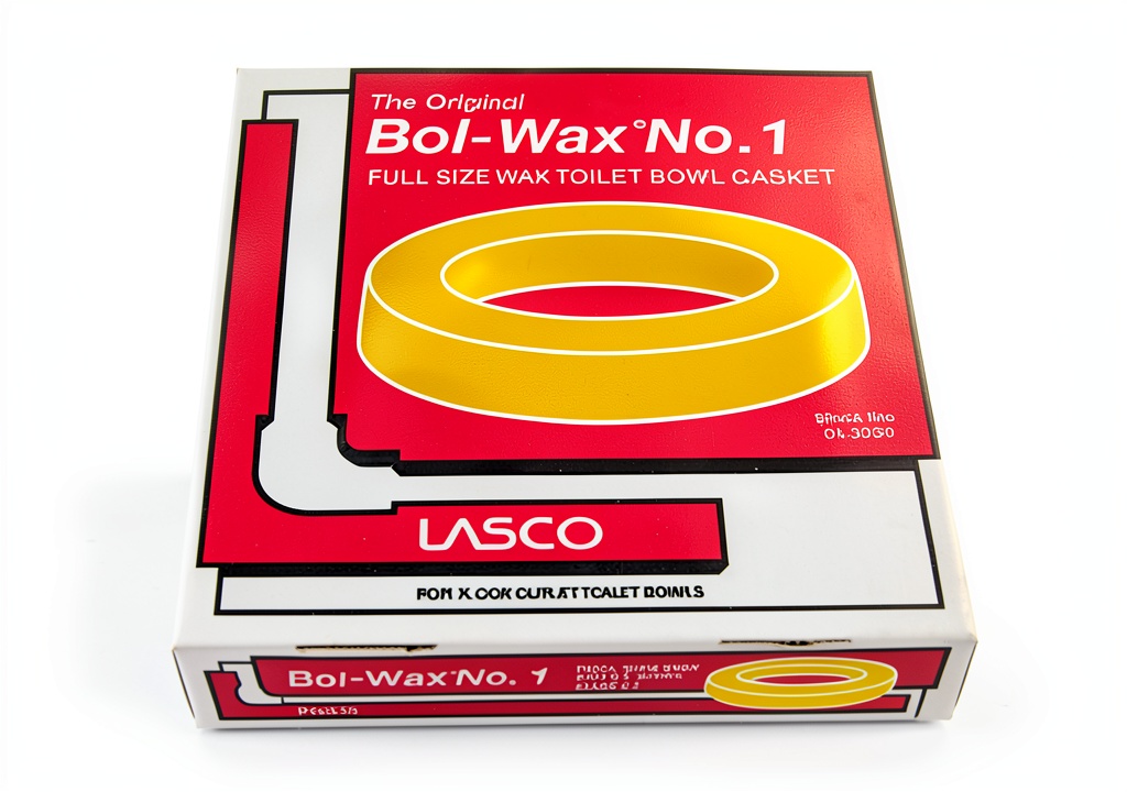 LASCO toilet wax ring gasket next to a floor mount toilet