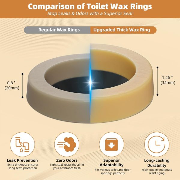 Hibbent Extra Thick Wax Ring Kit Universal Toilet Seal-2