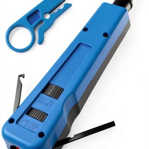 Punch Down Tool with 110/88 Double Blades, Network Wire Keystone Impact Terminal Insertion Tools for Network Cable CAT6/CAT5/CAT3 Stripper-0