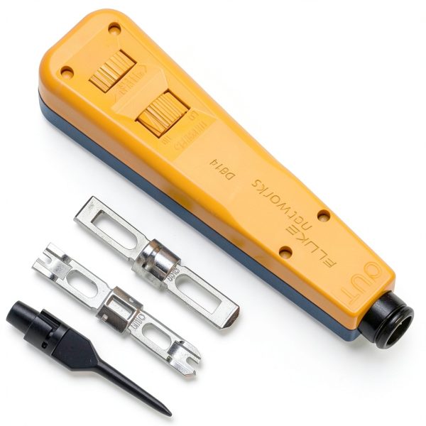 Fluke Networks 10055501 D814 Impact Punch Down Tool with EverSharp 110 & EverSharp 66 Blades plus a Wood Screw Starter Punch,Yellow-0