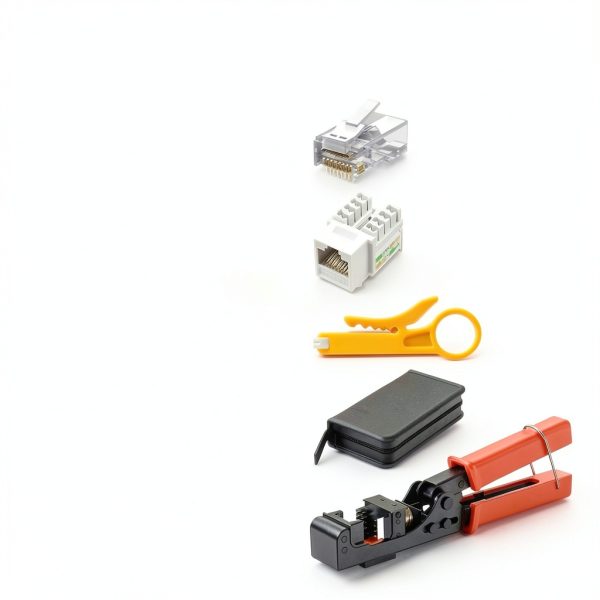 iwillink 90° Angled Speed Termination Keystone Tool for RJ45 Keystone Jack Degree, Ethernet Punch Down Tool Kit with 25-Pack CAT6 Keystone Jacks, 25-Pack RJ45 Connectors and One Wire Stripper-5