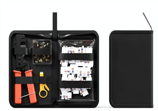 iwillink 90° Angled Speed Termination Keystone Tool for RJ45 Keystone Jack Degree, Ethernet Punch Down Tool Kit with 25-Pack CAT6 Keystone Jacks, 25-Pack RJ45 Connectors and One Wire Stripper-6