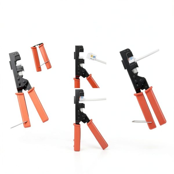 iwillink 90° Angled Speed Termination Keystone Tool for RJ45 Keystone Jack Degree, Ethernet Punch Down Tool Kit with 25-Pack CAT6 Keystone Jacks, 25-Pack RJ45 Connectors and One Wire Stripper-4