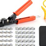 iwillink 90° Angled Speed Termination Keystone Tool for RJ45 Keystone Jack Degree, Ethernet Punch Down Tool Kit with 25-Pack CAT6 Keystone Jacks, 25-Pack RJ45 Connectors and One Wire Stripper-0